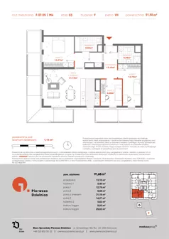 4 pokoje, mieszkanie 91,73 m², piętro 7, oferta nr F.07.05, Pierwsza Dzielnica, Katowice, Bogucice, ul. Henryka Góreckiego 13