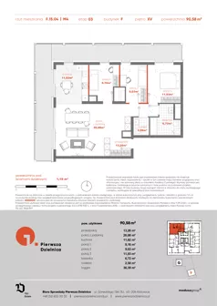 4 pokoje, apartament 90,58 m², piętro 15, oferta nr F.15.04, Pierwsza Dzielnica, Katowice, Bogucice, ul. Henryka Góreckiego 13