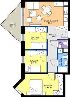 4 pokoje, mieszkanie 62,09 m², piętro 3, oferta nr A27, Osiedle Hierowskiego, Katowice, Kostuchna, Kostuchna, ul. Zdzisława Hierowskiego 20