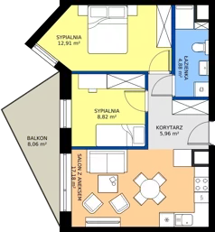3 pokoje, mieszkanie 49,75 m², piętro 2, oferta nr A18, Osiedle Hierowskiego, Katowice, Kostuchna, Kostuchna, ul. Zdzisława Hierowskiego 20
