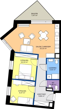 3 pokoje, mieszkanie 61,11 m², piętro 2, oferta nr A25, Osiedle Hierowskiego, Katowice, Kostuchna, Kostuchna, ul. Zdzisława Hierowskiego 20