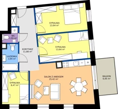 4 pokoje, mieszkanie 78,78 m², piętro 1, oferta nr A11, Osiedle Hierowskiego, Katowice, Kostuchna, Kostuchna, ul. Zdzisława Hierowskiego 20