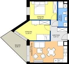 3 pokoje, mieszkanie 51,09 m², piętro 1, oferta nr A09, Osiedle Hierowskiego, Katowice, Kostuchna, Kostuchna, ul. Zdzisława Hierowskiego 20