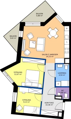 3 pokoje, mieszkanie 62,93 m², piętro 1, oferta nr A16, Osiedle Hierowskiego, Katowice, Kostuchna, Kostuchna, ul. Zdzisława Hierowskiego 20