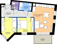 3 pokoje, mieszkanie 60,46 m², piętro 4, oferta nr B43, Osiedle Hierowskiego, Katowice, Kostuchna, Kostuchna, ul. Zdzisława Hierowskiego 20