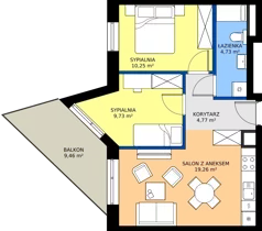 3 pokoje, mieszkanie 48,74 m², piętro 1, oferta nr B18, Osiedle Hierowskiego, Katowice, Kostuchna, Kostuchna, ul. Zdzisława Hierowskiego 20