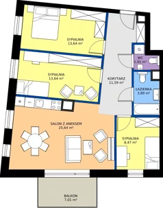 4 pokoje, mieszkanie 78,68 m², piętro 4, oferta nr B38, Osiedle Hierowskiego, Katowice, Kostuchna, Kostuchna, ul. Zdzisława Hierowskiego 20