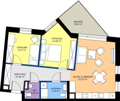 3 pokoje, mieszkanie 60,46 m², piętro 3, oferta nr B35, Osiedle Hierowskiego, Katowice, Kostuchna, Kostuchna, ul. Zdzisława Hierowskiego 20