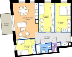4 pokoje, mieszkanie 78,78 m², piętro 1, oferta nr B11, Osiedle Hierowskiego, Katowice, Kostuchna, Kostuchna, ul. Zdzisława Hierowskiego 20