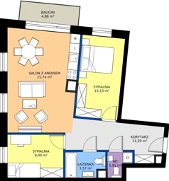 3 pokoje, mieszkanie 64,54 m², piętro 5, oferta nr B47, Osiedle Hierowskiego, Katowice, Kostuchna, Kostuchna, ul. Zdzisława Hierowskiego 20