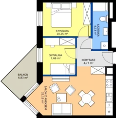 3 pokoje, mieszkanie 48,54 m², piętro 3, oferta nr B36, Osiedle Hierowskiego, Katowice, Kostuchna, Kostuchna, ul. Zdzisława Hierowskiego 20