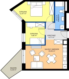 3 pokoje, mieszkanie 48,89 m², piętro 2, oferta nr B27, Osiedle Hierowskiego, Katowice, Kostuchna, Kostuchna, ul. Zdzisława Hierowskiego 20