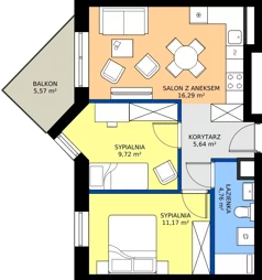 3 pokoje, mieszkanie 47,58 m², piętro 4, oferta nr B45, Osiedle Hierowskiego, Katowice, Kostuchna, Kostuchna, ul. Zdzisława Hierowskiego 20
