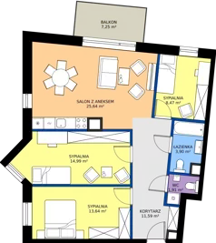 4 pokoje, mieszkanie 80,14 m², piętro 3, oferta nr C28, Osiedle Hierowskiego, Katowice, Kostuchna, Kostuchna, ul. Zdzisława Hierowskiego 20
