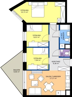4 pokoje, mieszkanie 63,12 m², piętro 1, oferta nr C09, Osiedle Hierowskiego, Katowice, Kostuchna, Kostuchna, ul. Zdzisława Hierowskiego 20