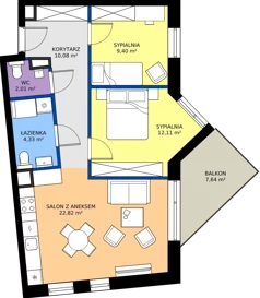3 pokoje, mieszkanie 60,56 m², piętro 3, oferta nr C33, Osiedle Hierowskiego, Katowice, Kostuchna, Kostuchna, ul. Zdzisława Hierowskiego 20