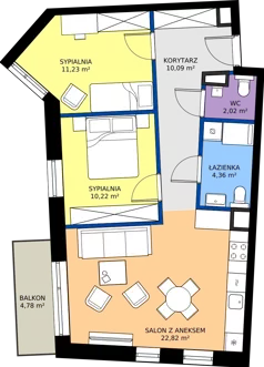 3 pokoje, mieszkanie 60,55 m², piętro 2, oferta nr C25, Osiedle Hierowskiego, Katowice, Kostuchna, Kostuchna, ul. Zdzisława Hierowskiego 20