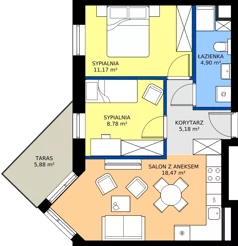 3 pokoje, mieszkanie 48,50 m², piętro 1, oferta nr D18, Osiedle Hierowskiego, Katowice, Kostuchna, Kostuchna, ul. Zdzisława Hierowskiego 20