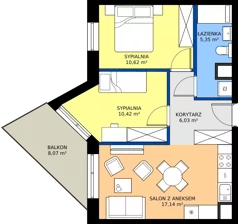 3 pokoje, mieszkanie 49,56 m², piętro 1, oferta nr D10, Osiedle Hierowskiego, Katowice, Kostuchna, Kostuchna, ul. Zdzisława Hierowskiego 20