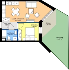 2 pokoje, mieszkanie 34,59 m², parter, oferta nr D06, Osiedle Hierowskiego, Katowice, Kostuchna, Kostuchna, ul. Zdzisława Hierowskiego 20