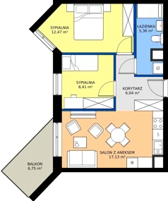 3 pokoje, mieszkanie 49,41 m², piętro 4, oferta nr D37, Osiedle Hierowskiego, Katowice, Kostuchna, Kostuchna, ul. Zdzisława Hierowskiego 20