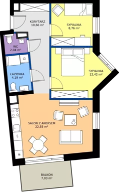 3 pokoje, mieszkanie 60,62 m², piętro 1, oferta nr D16, Osiedle Hierowskiego, Katowice, Kostuchna, Kostuchna, ul. Zdzisława Hierowskiego 20