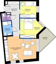 3 pokoje, mieszkanie 60,49 m², piętro 3, oferta nr D34, Osiedle Hierowskiego, Katowice, Kostuchna, Kostuchna, ul. Zdzisława Hierowskiego 20