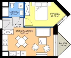2 pokoje, mieszkanie 33,10 m², piętro 4, oferta nr D42, Osiedle Hierowskiego, Katowice, Kostuchna, Kostuchna, ul. Zdzisława Hierowskiego 20