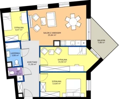 4 pokoje, mieszkanie 80,64 m², piętro 1, oferta nr D12, Osiedle Hierowskiego, Katowice, Kostuchna, Kostuchna, ul. Zdzisława Hierowskiego 20