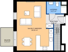 4 pokoje, mieszkanie 102,43 m², piętro 2, oferta nr A1.1-02.07, Sarnie Osiedle, Bielsko-Biała, Stare Bielsko, ul. Krecia