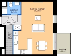 4 pokoje, mieszkanie 114,51 m², piętro 2, oferta nr A1.1-02.10, Sarnie Osiedle, Bielsko-Biała, Stare Bielsko, ul. Krecia