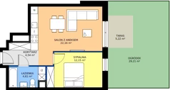 2 pokoje, mieszkanie 43,36 m², parter, oferta nr A1.2-00.02, Sarnie Osiedle, Bielsko-Biała, Stare Bielsko, ul. Krecia
