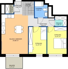 5 pokoi, mieszkanie 106,59 m², piętro 2, oferta nr A2-02.02, Sarnie Osiedle, Bielsko-Biała, Stare Bielsko, ul. Krecia