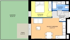 2 pokoje, mieszkanie 40,28 m², parter, oferta nr A3-00.01, Sarnie Osiedle, Bielsko-Biała, Stare Bielsko, ul. Krecia