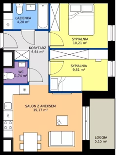 3 pokoje, mieszkanie 51,51 m², piętro 1, oferta nr A3-01.06, Sarnie Osiedle, Bielsko-Biała, Stare Bielsko, ul. Krecia
