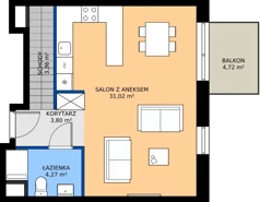 4 pokoje, mieszkanie 101,44 m², piętro 2, oferta nr B2-02.07, Sarnie Osiedle, Bielsko-Biała, Stare Bielsko, ul. Krecia