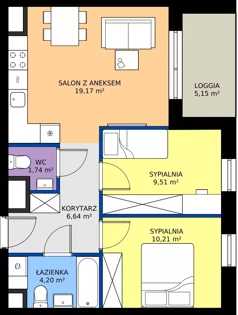 3 pokoje, mieszkanie 51,50 m², piętro 1, oferta nr B2-01.05, Sarnie Osiedle, Bielsko-Biała, Stare Bielsko, ul. Krecia