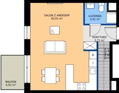 4 pokoje, mieszkanie 111,64 m², piętro 2, oferta nr B2-02.01, Sarnie Osiedle, Bielsko-Biała, Stare Bielsko, ul. Krecia