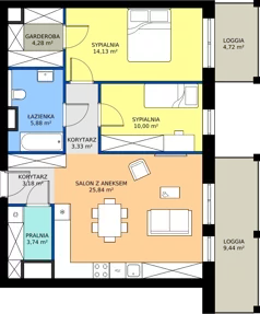 3 pokoje, apartament 70,38 m², piętro 2, oferta nr F.02.03, Pierwsza Dzielnica, Katowice, Bogucice, ul. Henryka Góreckiego 13