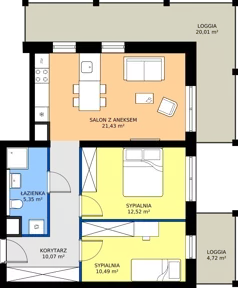 3 pokoje, apartament 59,86 m², piętro 2, oferta nr F.02.02, Pierwsza Dzielnica, Katowice, Bogucice, ul. Henryka Góreckiego 13