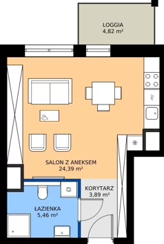 1 pokój, apartament 33,74 m², piętro 3, oferta nr F.03.01, Pierwsza Dzielnica, Katowice, Bogucice, ul. Henryka Góreckiego 13