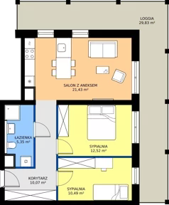 3 pokoje, apartament 59,86 m², piętro 5, oferta nr F.05.02, Pierwsza Dzielnica, Katowice, Bogucice, ul. Henryka Góreckiego 13