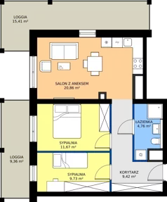 3 pokoje, apartament 56,44 m², piętro 7, oferta nr F.07.07, Pierwsza Dzielnica, Katowice, Bogucice, ul. Henryka Góreckiego 13