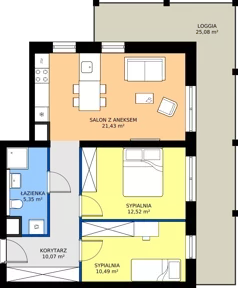 3 pokoje, apartament 59,86 m², piętro 3, oferta nr F.03.02, Pierwsza Dzielnica, Katowice, Bogucice, ul. Henryka Góreckiego 13