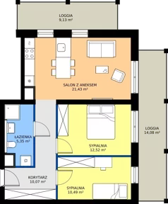 3 pokoje, apartament 59,86 m², piętro 4, oferta nr F.04.02, Pierwsza Dzielnica, Katowice, Bogucice, ul. Henryka Góreckiego 13