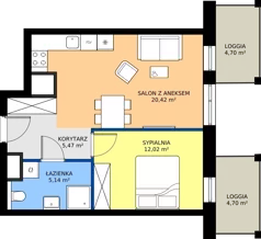 2 pokoje, apartament 43,05 m², piętro 12, oferta nr G.12.02, Pierwsza Dzielnica, Katowice, Bogucice, ul. Henryka Góreckiego 13
