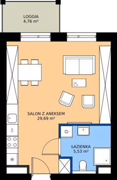 1 pokój, apartament 35,22 m², piętro 1, oferta nr G.01.10, Pierwsza Dzielnica, Katowice, Bogucice, ul. Henryka Góreckiego 13