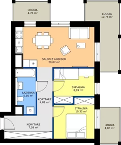 3 pokoje, apartament 56,86 m², piętro 2, oferta nr G.02.02, Pierwsza Dzielnica, Katowice, Bogucice, ul. Henryka Góreckiego 13