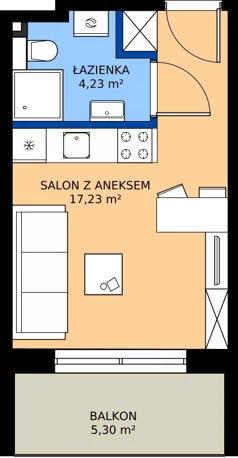 1 pokój, apartament 21,46 m², parter, oferta nr 104-L13, Sunset Resort, Grzybowo, ul. Nadmorska 106