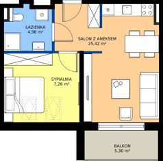 2 pokoje, apartament 37,66 m², piętro 1, oferta nr 104-L15, Sunset Resort, Grzybowo, ul. Nadmorska 106